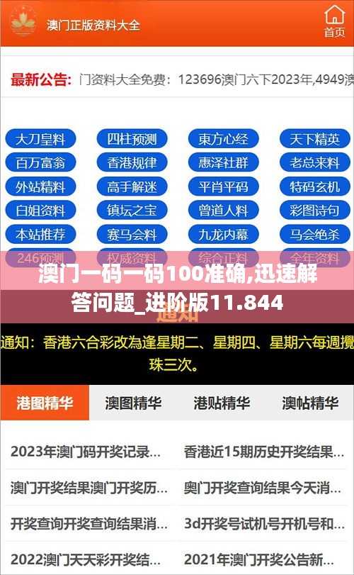 澳門一碼一碼100準確,迅速解答問題_進階版11.844