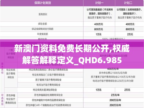 新澳門資料免費長期公開,權威解答解釋定義_QHD6.985
