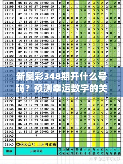 新奧彩348期開什么號碼？預(yù)測幸運數(shù)字的關(guān)鍵