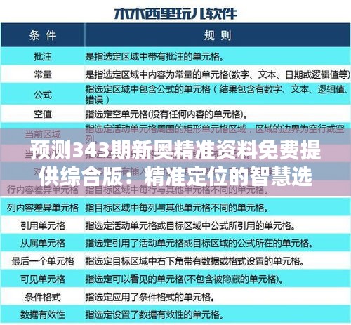 預測343期新奧精準資料免費提供綜合版：精準定位的智慧選擇