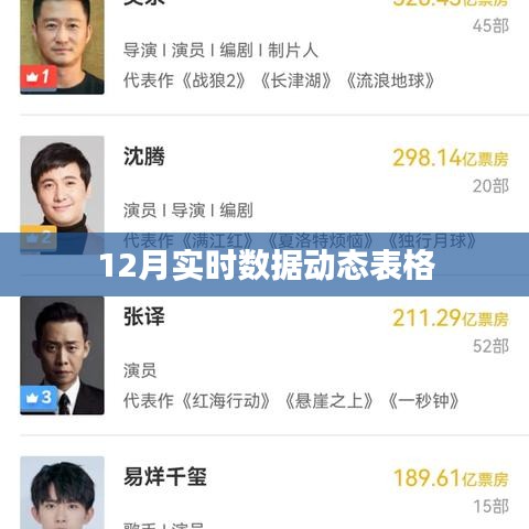 實時數(shù)據(jù)動態(tài)表格，12月最新數(shù)據(jù)概覽