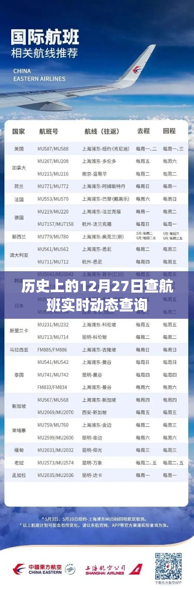 歷史上的航班動態(tài)查詢，揭秘十二月二十七日的飛行軌跡