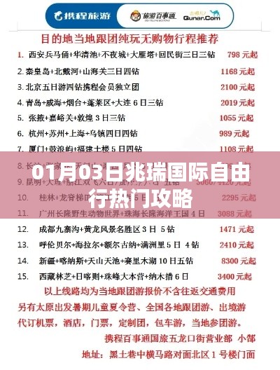 兆瑞國際自由行熱門攻略（日期，01月03日）