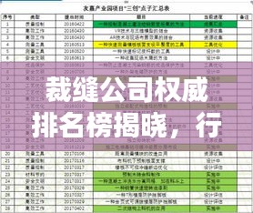 裁縫公司權(quán)威排名榜揭曉，行業(yè)領(lǐng)軍者的風(fēng)采與實力展示