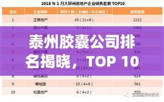 泰州膠囊公司排名揭曉，TOP 10企業(yè)榜單重磅出爐！