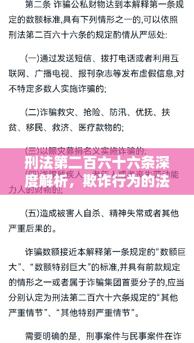 刑法第二百六十六條深度解析，欺詐行為的法律后果探討
