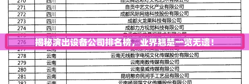 揭秘演出設(shè)備公司排名榜，業(yè)界翹楚一覽無遺！