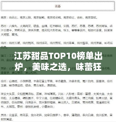 江蘇甜品TOP10榜單出爐，美味之選，味蕾狂歡