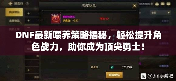 DNF最新喂養(yǎng)策略揭秘，輕松提升角色戰(zhàn)力，助你成為頂尖勇士！