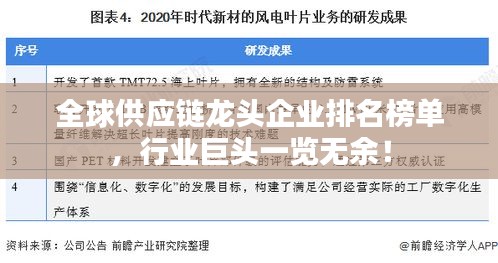 全球供應鏈龍頭企業(yè)排名榜單，行業(yè)巨頭一覽無余！