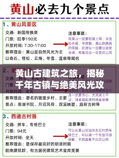 黃山古建筑之旅，揭秘千年古鎮(zhèn)與絕美風光攻略