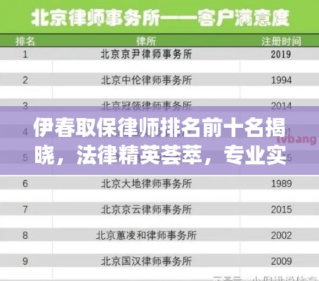 伊春取保律師排名前十名揭曉，法律精英薈萃，專(zhuān)業(yè)實(shí)力引領(lǐng)業(yè)界風(fēng)潮！