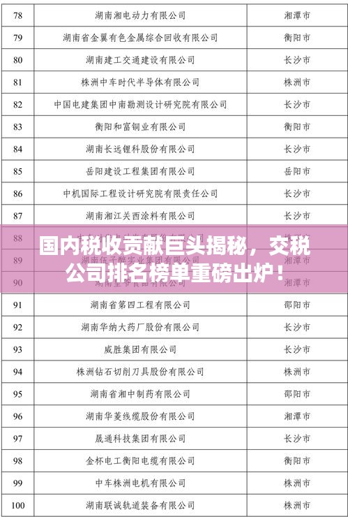 國內(nèi)稅收貢獻巨頭揭秘，交稅公司排名榜單重磅出爐！