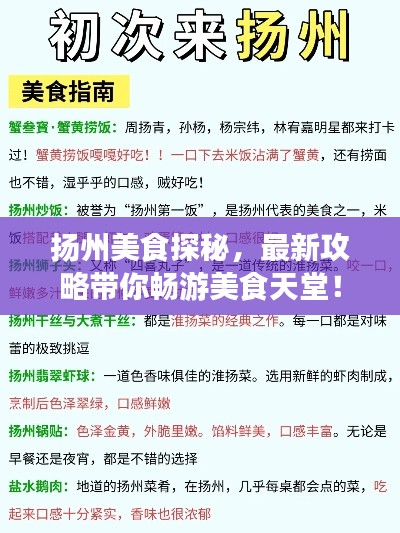 揚州美食探秘，最新攻略帶你暢游美食天堂！
