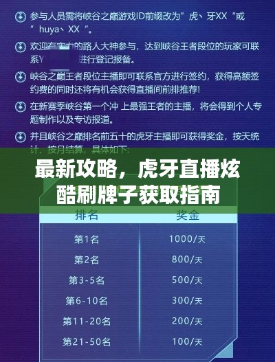 最新攻略，虎牙直播炫酷刷牌子獲取指南