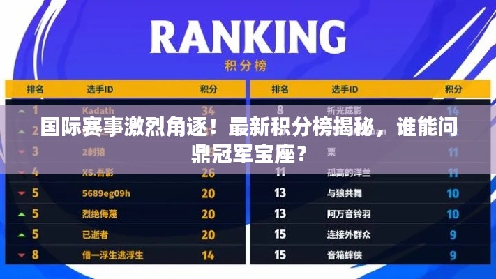 國際賽事激烈角逐！最新積分榜揭秘，誰能問鼎冠軍寶座？