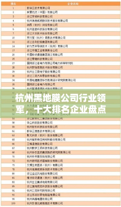 杭州黑地膜公司行業(yè)領(lǐng)軍，十大排名企業(yè)盤點