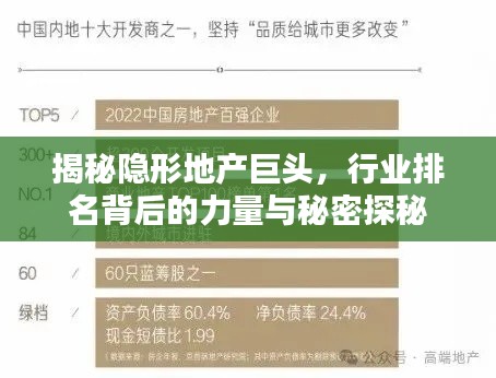 揭秘隱形地產(chǎn)巨頭，行業(yè)排名背后的力量與秘密探秘