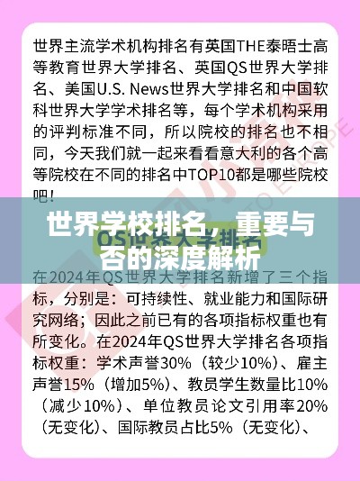 世界學(xué)校排名，重要與否的深度解析